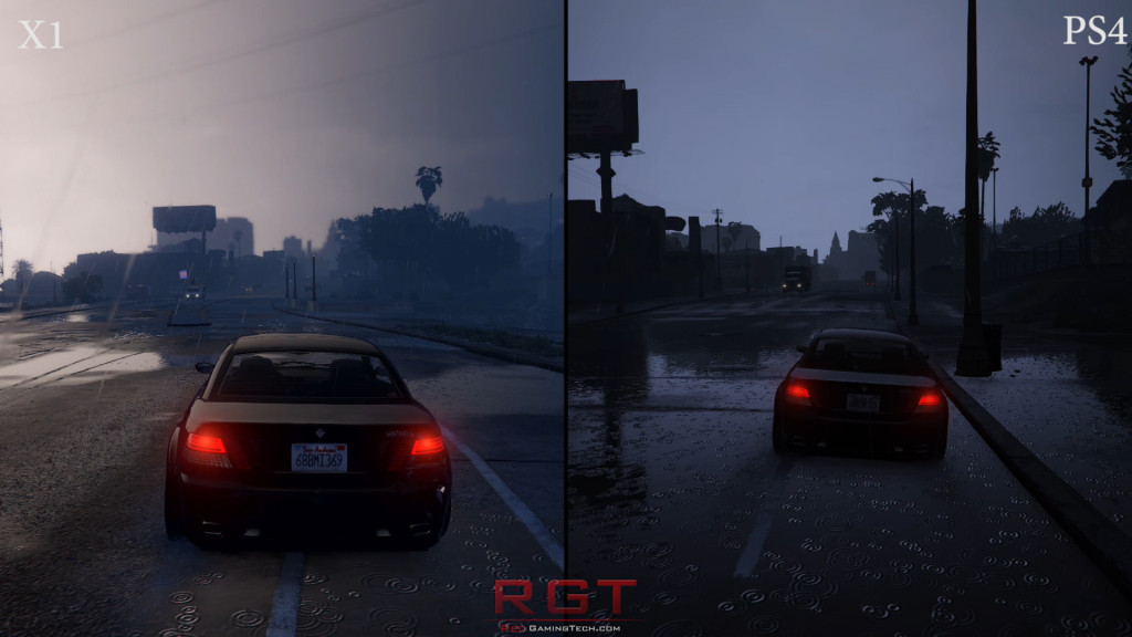 Driving in the rain - PS4 vs X1 - Grand Theft Auto can look pretty indeed