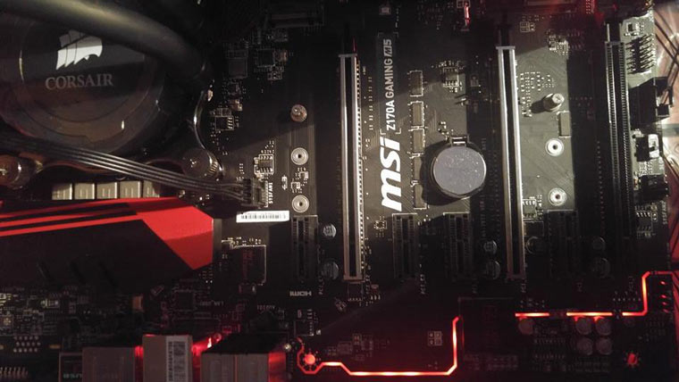 The LED of the motherboard. It's brighter in person (poor quality photo - sorry!)